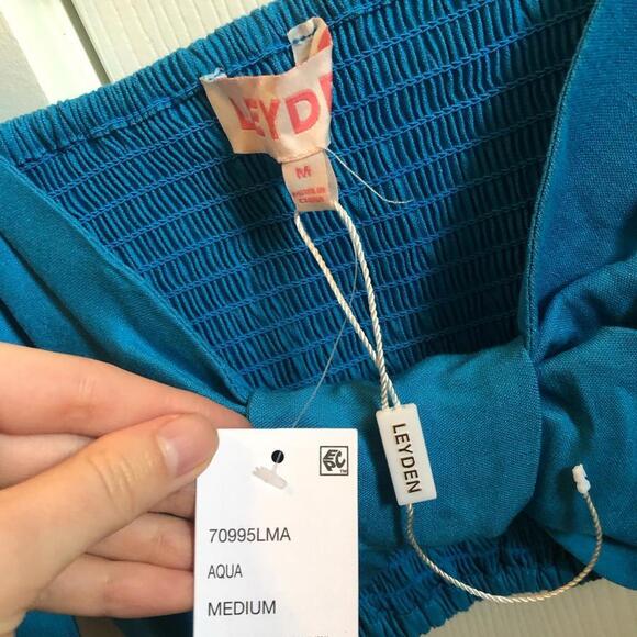 NWT Leyden Blue Crop Tie Top - Picture 5 of 5